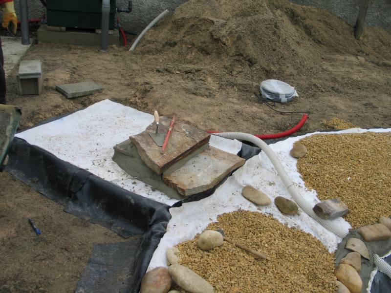 Paysagiste pour réalisation d'un bassin poisson extérieur d'exposition pour une jardinerie à Blagnac