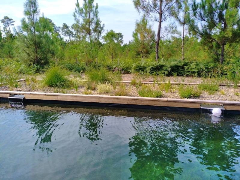 Paysagiste bassin de jardin: Création d'une animation d'eau pour un bassin de jardin à Biscarrosse dans les Landes